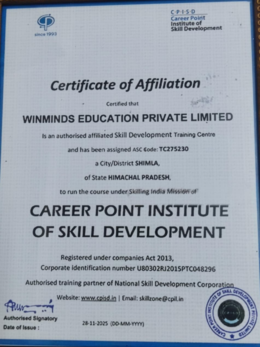 CAREER POINT INSTITUTE OF SKILL DEVELOPMENT