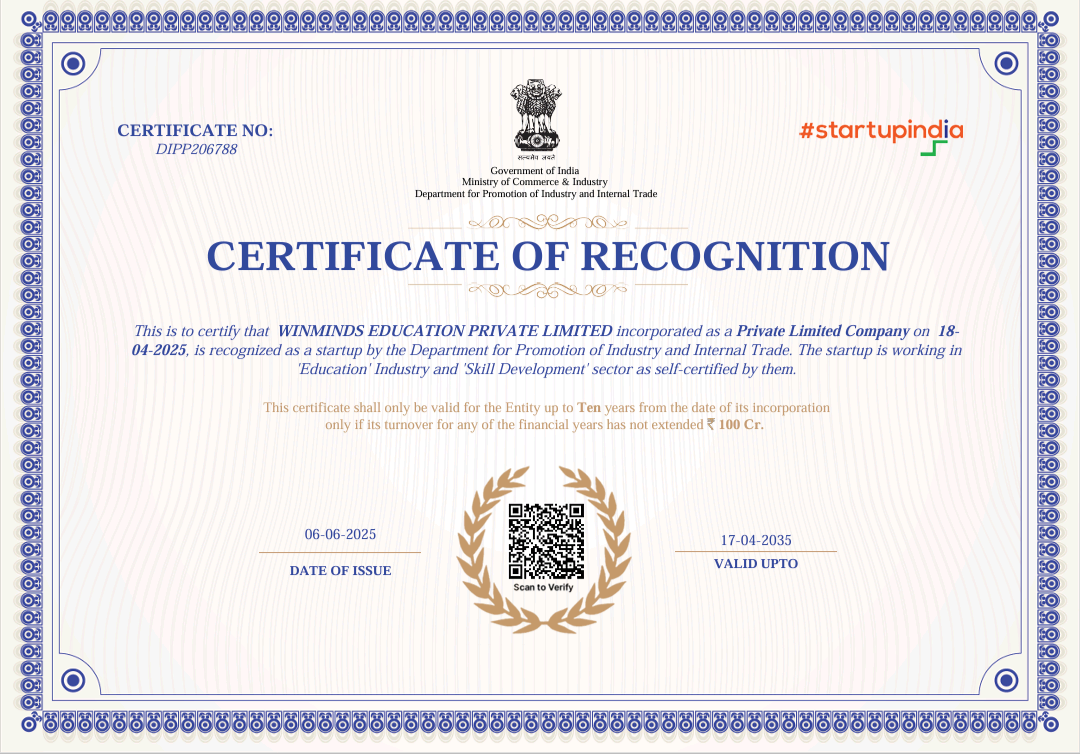 CERTIFICATE OF START UP INDIA